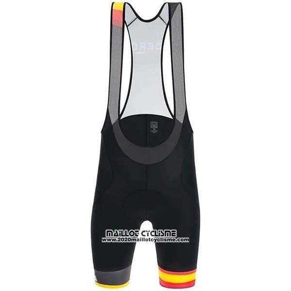 2019 Maillot Ciclismo Espagne Noir Rouge Jaune Manches Courtes et Cuissard